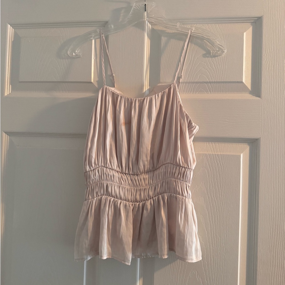 Express Tan Smocked Peplum Camisole